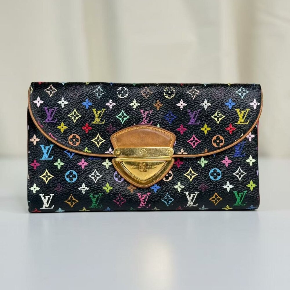Louis Vuitton Black Multicolor Wallet with Colorful Monogram Design
